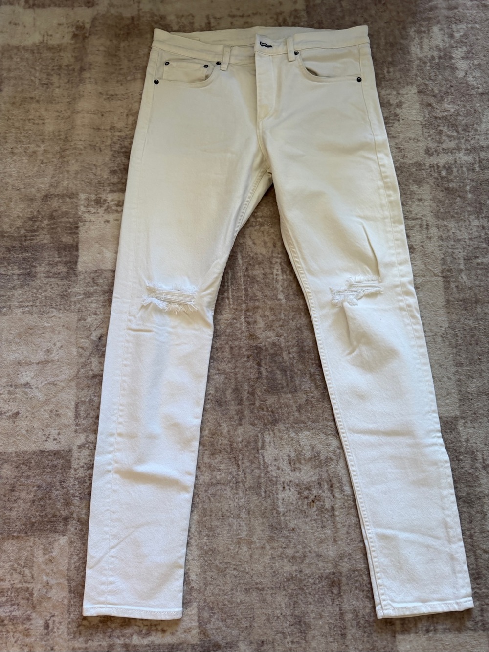Rag & Bone Fit 1 Extra Slim Distressed White Button Fly Jeans - Men’s Size 34